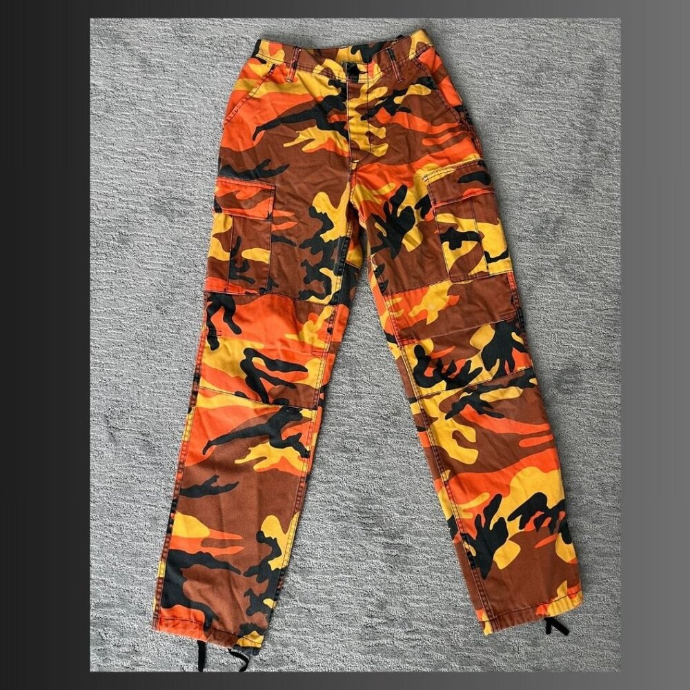 Rothco Orange Camo Cargo Pants Tactical Streetwear Adjustable Waist